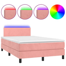 Boxspring Met Matras En Led Fluweel Roze 120 x 200 cm Effen ontwerp