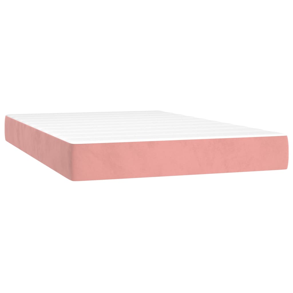 Boxspring Met Matras En Led Fluweel Roze 120 x 200 cm Effen ontwerp
