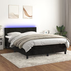 Boxspring met matras en LED fluweel zwart 140x190 cm 140 x 190 cm Effen ontwerp