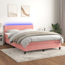 Boxspring met matras en LED fluweel roze 140x190 cm 140 x 190 cm Roze