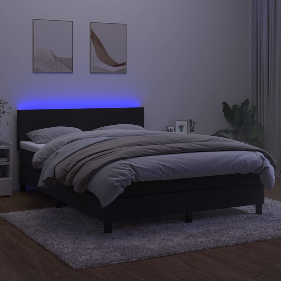 Boxspring met matras en LED fluweel zwart 140x200 cm 140 x 200 cm Zwart