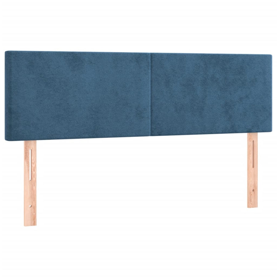 Boxspring met matras en LED fluweel donkerblauw 140x200 cm 140 x 200 cm Effen ontwerp