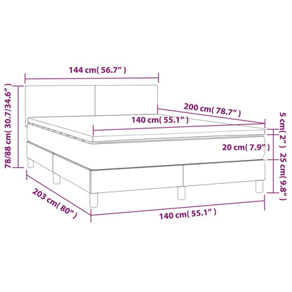 Boxspring met matras en LED fluweel donkerblauw 140x200 cm 140 x 200 cm Effen ontwerp