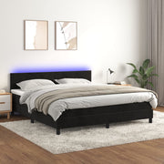 Boxspring 160x200 cm fluweel zwart met matras en LED