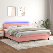 Boxspring met matras en LED 180x200 cm roze