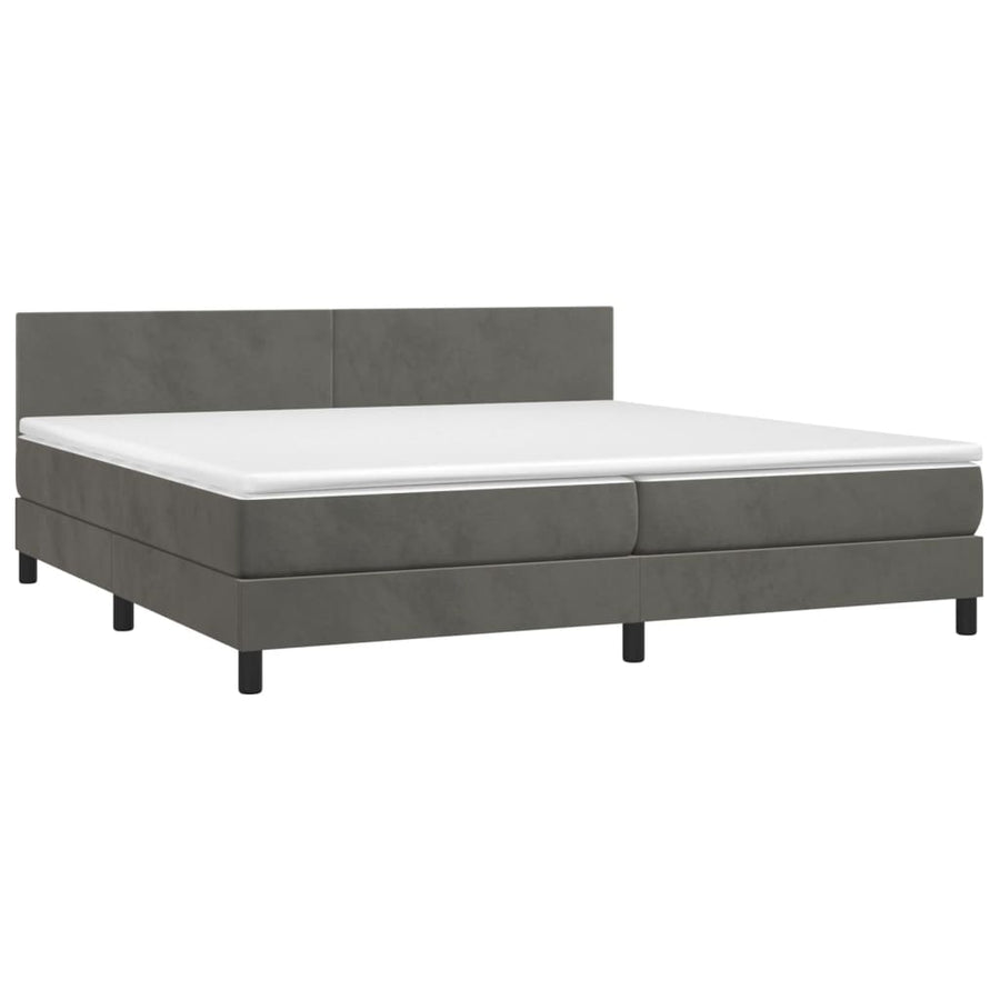 Boxspring Met Matras En Led Fluweel Donkergrijs 200 x 200 cm Effen ontwerp