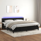 Boxspring met matras en LED fluweel zwart 200x200 cm 200 x 200 cm Effen ontwerp