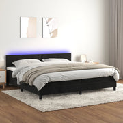 Boxspring met matras en LED 200x200 cm zwart fluweel