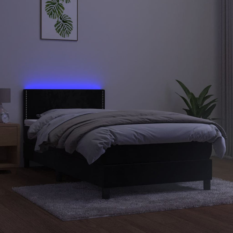 Boxspring met matras en LED fluweel zwart 90x190 cm 90 x 190 cm Zwart