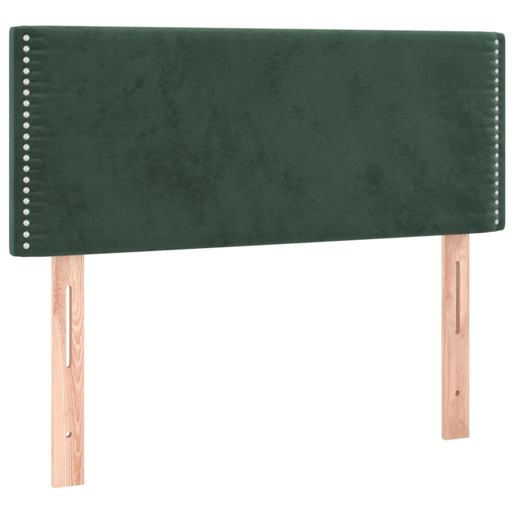 Boxspring met matras en LED fluweel donkergroen 90x200 cm 90 x 200 cm Effen met spijkers