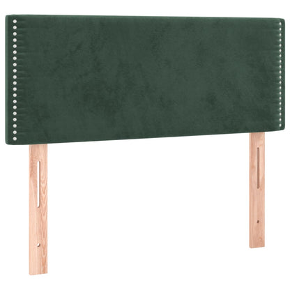 Boxspring met matras en LED fluweel donkergroen 90x200 cm 90 x 200 cm Effen met spijkers