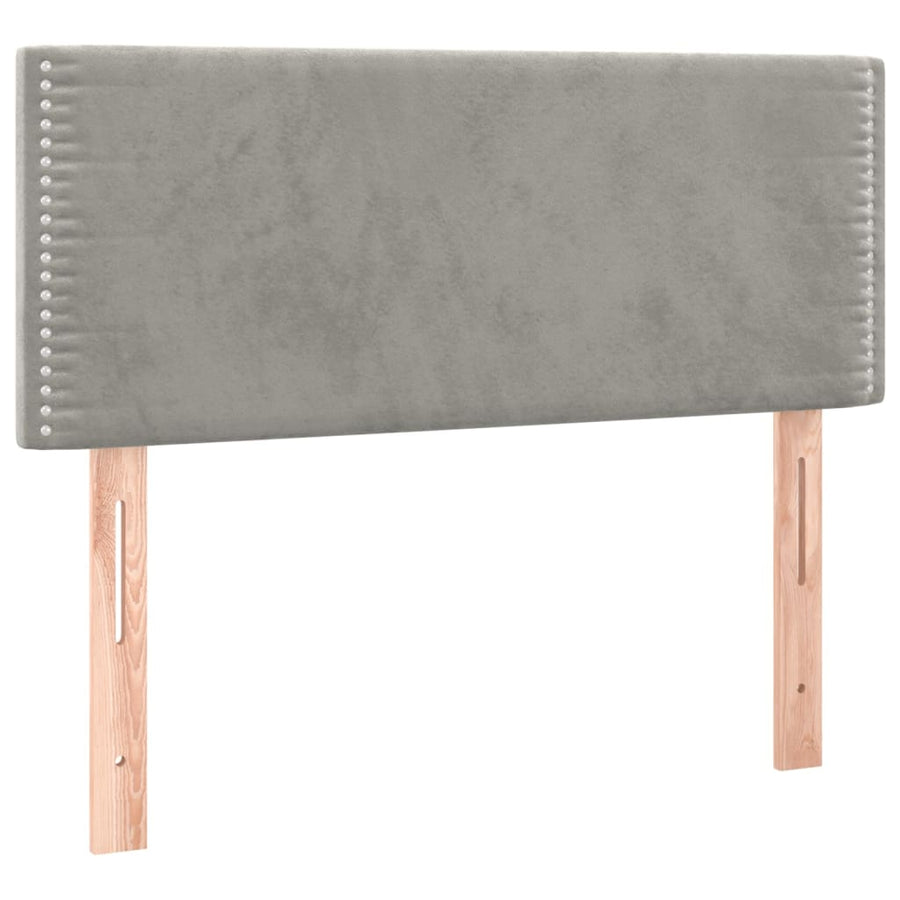 Boxspring met matras en LED fluweel lichtgrijs 100x200 cm 100 x 200 cm Effen met spijkers