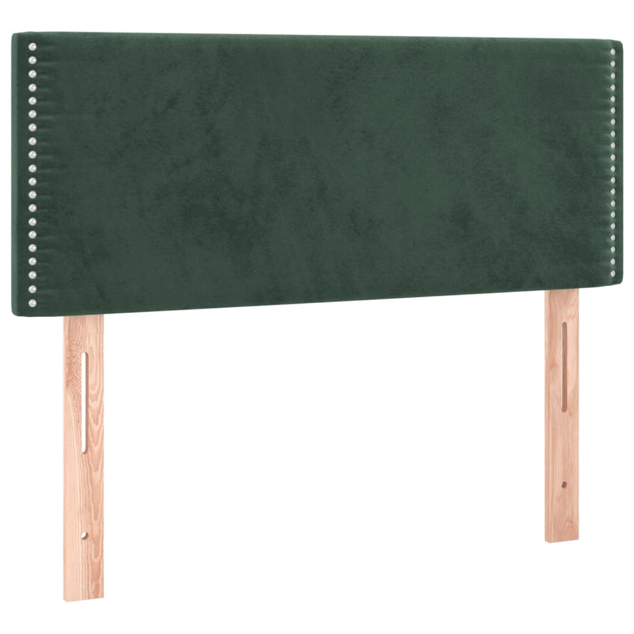 Boxspring met matras en LED fluweel donkergroen 100x200 cm 100 x 200 cm Effen met spijkers