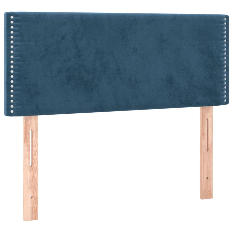 Boxspring met matras en LED fluweel donkerblauw 100x200 cm 100 x 200 cm Effen met spijkers