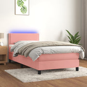 Boxspring met matras en LED 100x200 cm roze