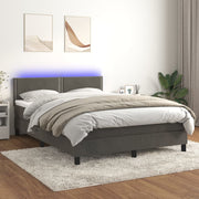 Boxspring met matras 140x190 cm donkergrijs fluweel