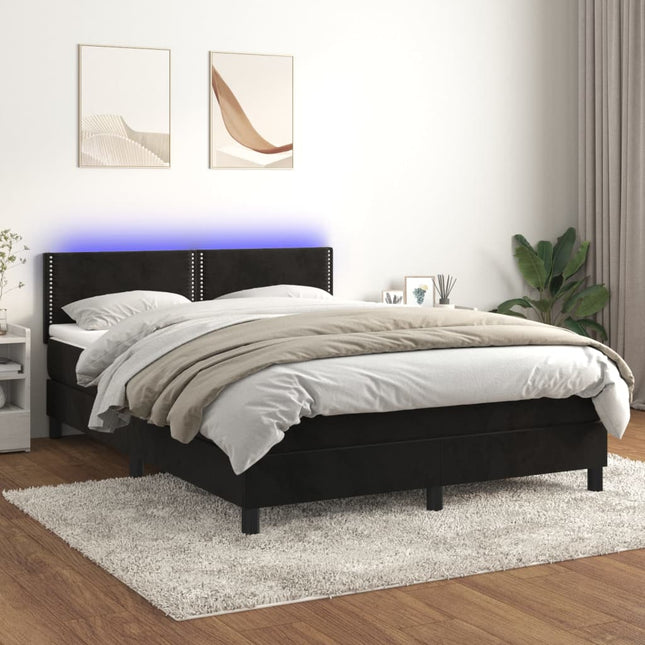 Boxspring met matras en LED fluweel zwart 140x190 cm 140 x 190 cm Zwart