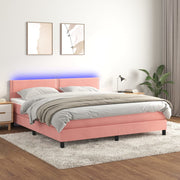 Boxspring met matras 160x200 cm fluweel roze