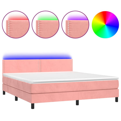 Boxspring met matras en LED fluweel roze 180x200 cm 180 x 200 cm Roze