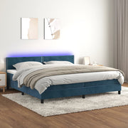 Boxspring met matras en LED 200x200 cm donkerblauw