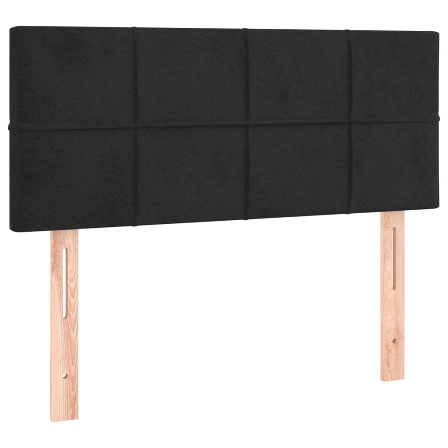 Boxspring met matras en LED fluweel zwart 80x200 cm 80 x 200 cm Blok met vierkanten