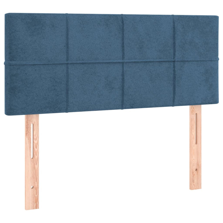 Boxspring met matras en LED fluweel donkerblauw 80x200 cm 80 x 200 cm Blok met vierkanten