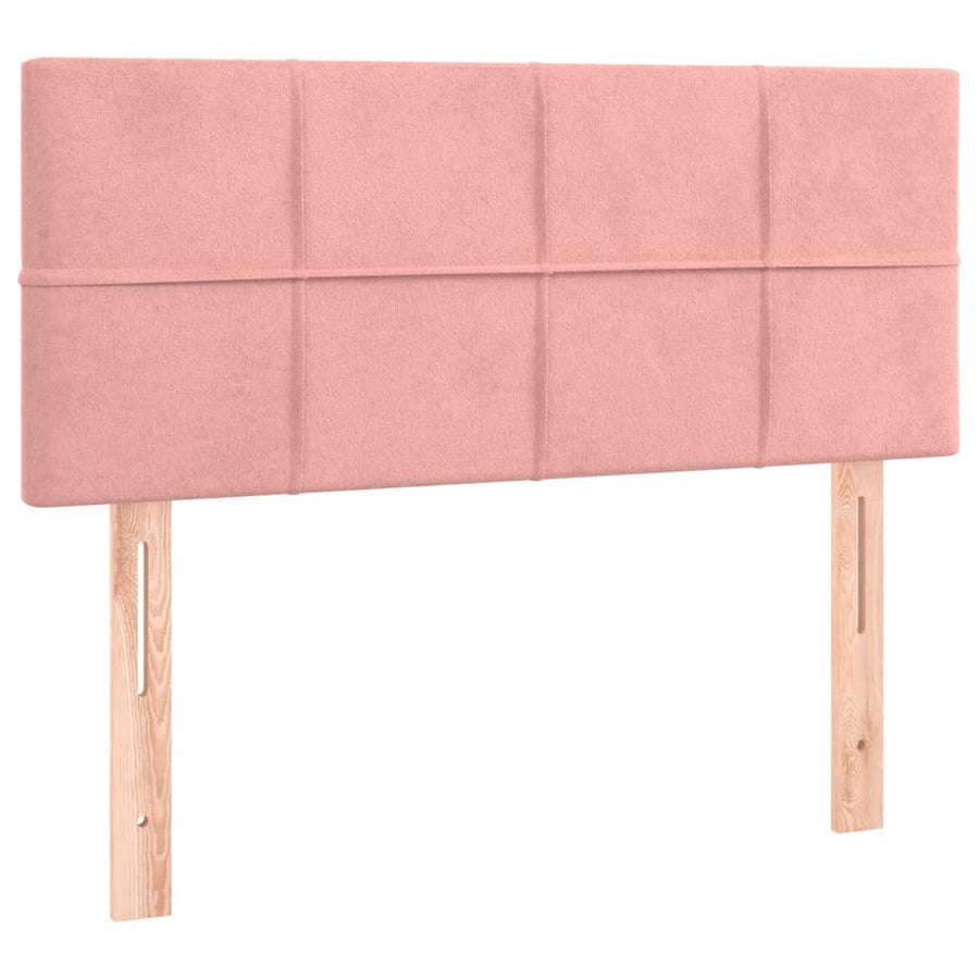 Boxspring met matras en LED fluweel roze 90x200 cm 90 x 200 cm Blok met vierkanten