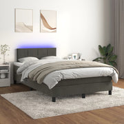 Boxspring met matras en LED 120x200 cm donkergrijs fluweel
