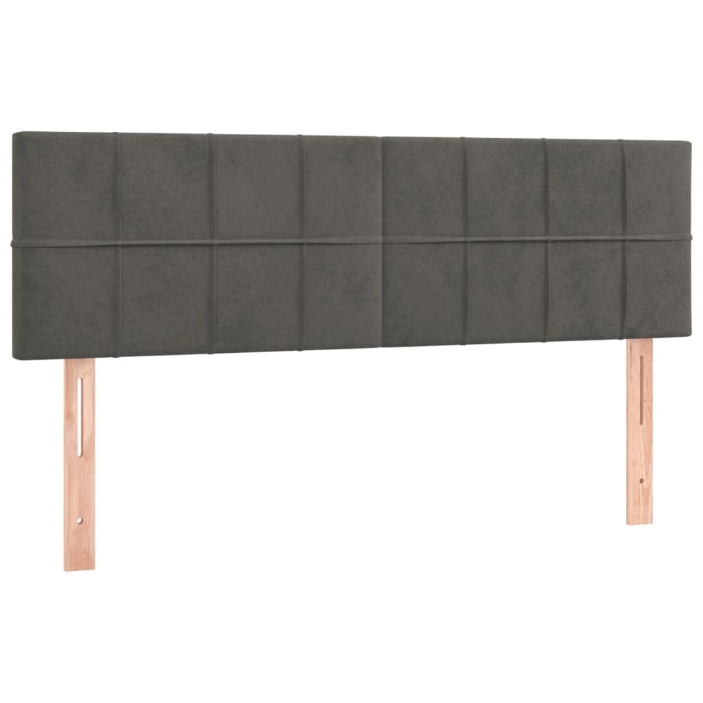 Boxspring Met Matras En Led Fluweel Donkergrijs 140 x 200 cm Blok met vierkanten