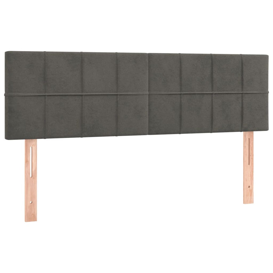 Boxspring Met Matras En Led Fluweel Donkergrijs 140 x 200 cm Blok met vierkanten