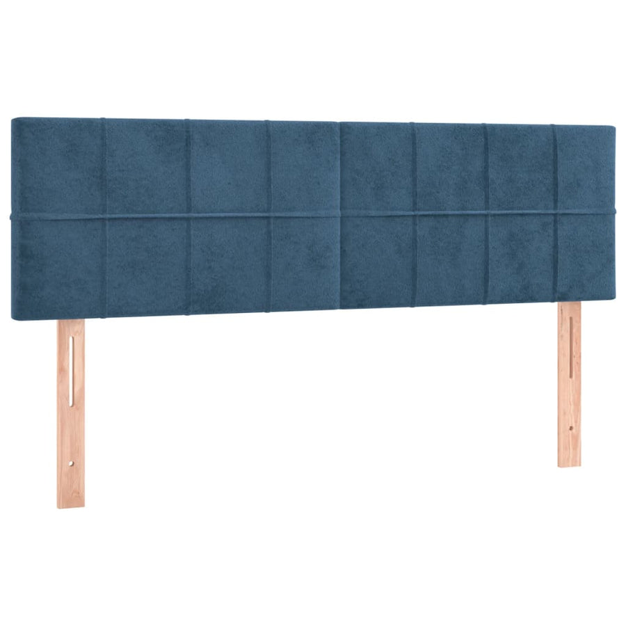 Boxspring met matras en LED fluweel donkerblauw 140x200 cm 140 x 200 cm Blok met vierkanten