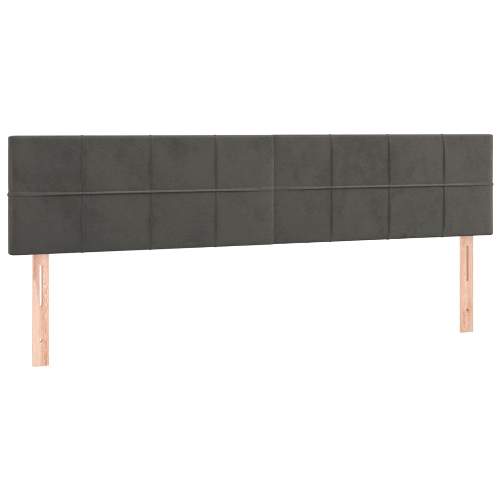Boxspring Met Matras En Led Fluweel Donkergrijs 200 x 200 cm Blok met vierkanten