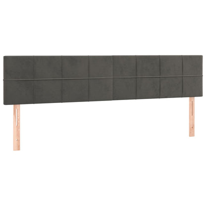 Boxspring Met Matras En Led Fluweel Donkergrijs 200 x 200 cm Blok met vierkanten