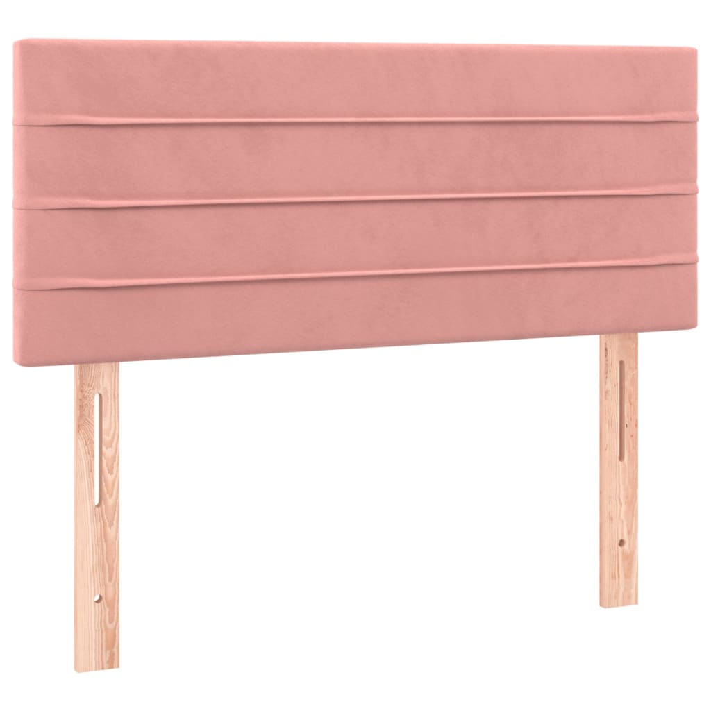Boxspring Met Matras En Led Fluweel Roze 80 x 200 cm Horizontale strepen