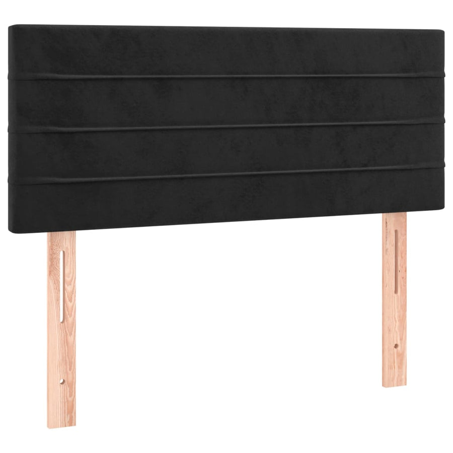 Boxspring met matras en LED fluweel zwart 90x190 cm 90 x 190 cm Horizontale strepen