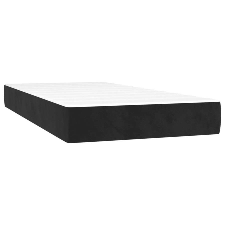 Boxspring met matras en LED fluweel zwart 90x200 cm 90 x 200 cm Horizontale strepen