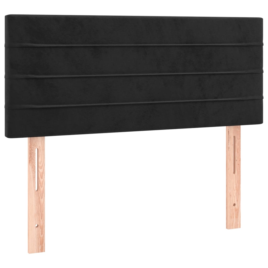 Boxspring met matras en LED fluweel zwart 90x200 cm 90 x 200 cm Horizontale strepen