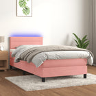 Boxspring met matras en LED fluweel roze 90x200 cm 90 x 200 cm Roze