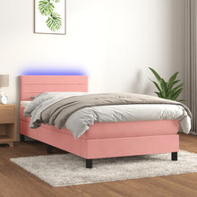 Boxspring met matras en LED fluweel roze 90x200 cm 90 x 200 cm Roze