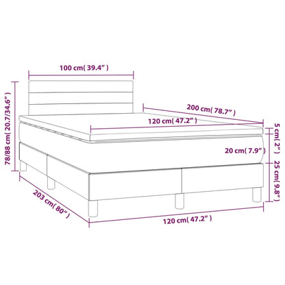 Boxspring Met Matras En Led Fluweel Donkergrijs 120X200 Cm 120 x 200 cm Horizontale strepen