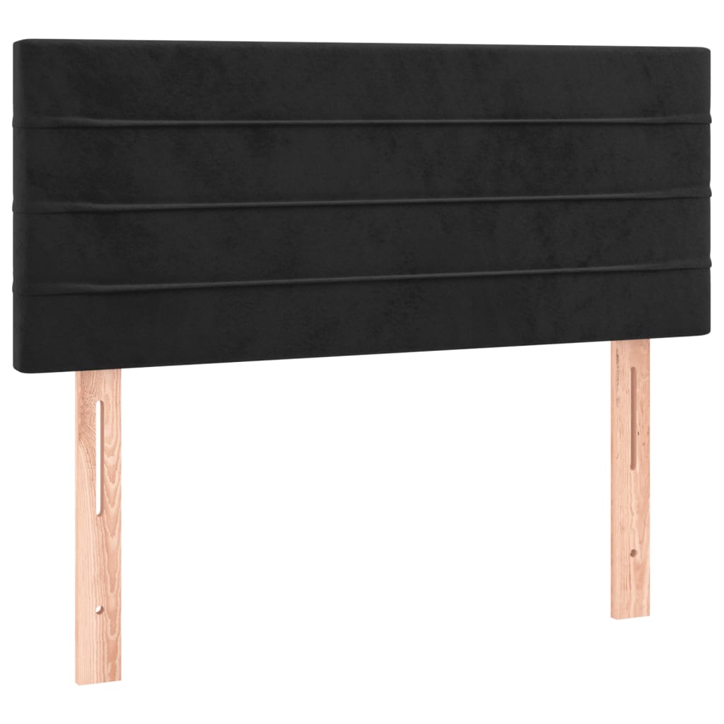 Boxspring Met Matras En Led Fluweel Zwart 120X200 Cm 120 x 200 cm Horizontale strepen