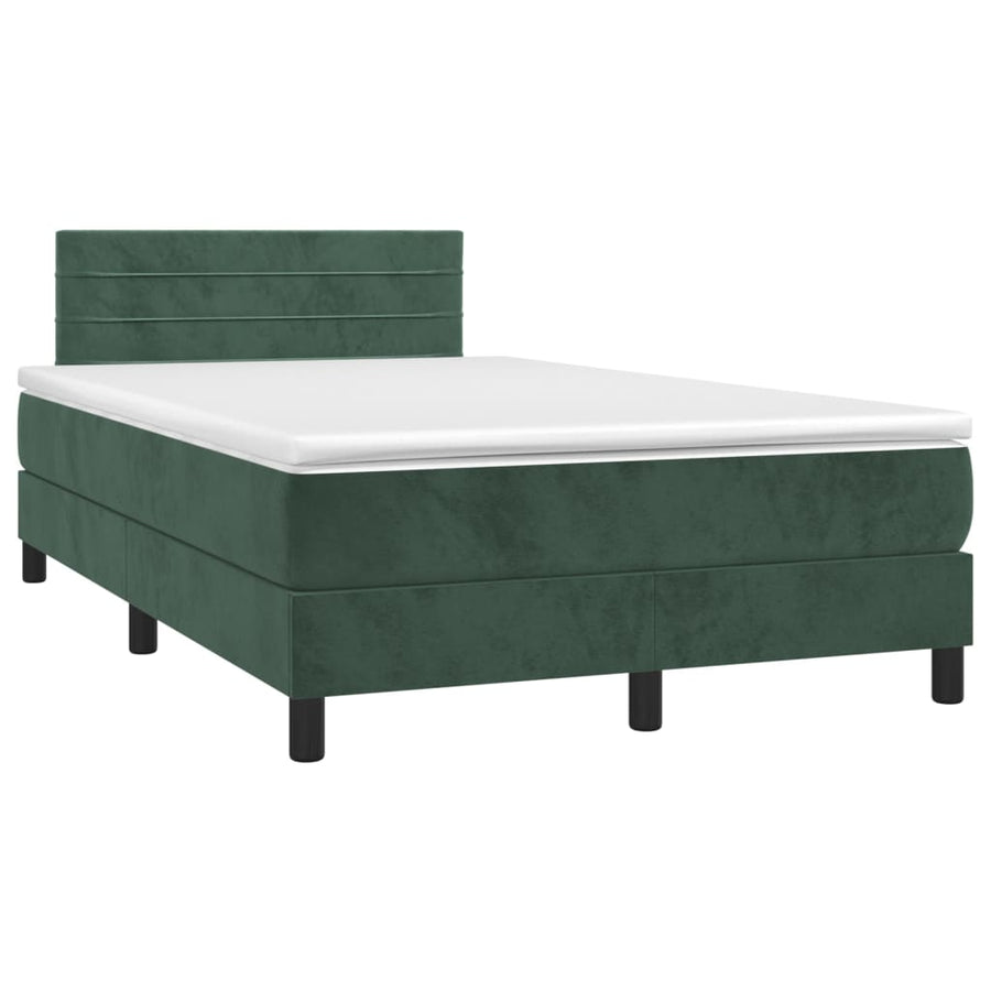 Boxspring Met Matras En Led Fluweel Donkergroen 120X200 Cm 120 x 200 cm Horizontale strepen