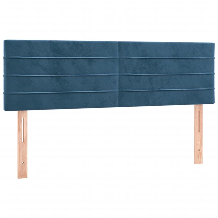 Boxspring met matras en LED fluweel donkerblauw 140x200 cm 140 x 200 cm Horizontale strepen
