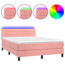 Boxspring met matras en LED fluweel roze 140x200 cm 140 x 200 cm Roze
