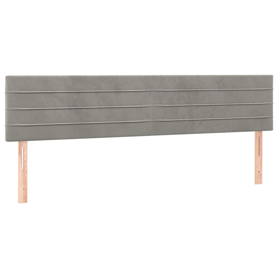 Boxspring Met Matras En Led Fluweel Lichtgrijs 200 x 200 cm Horizontale strepen