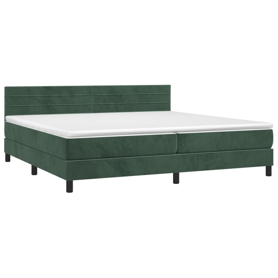 Boxspring met matras en LED fluweel donkergroen 200x200 cm 200 x 200 cm Donkergroen