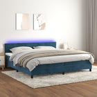 Boxspring met matras en LED fluweel donkerblauw 200x200 cm 200 x 200 cm Donkerblauw