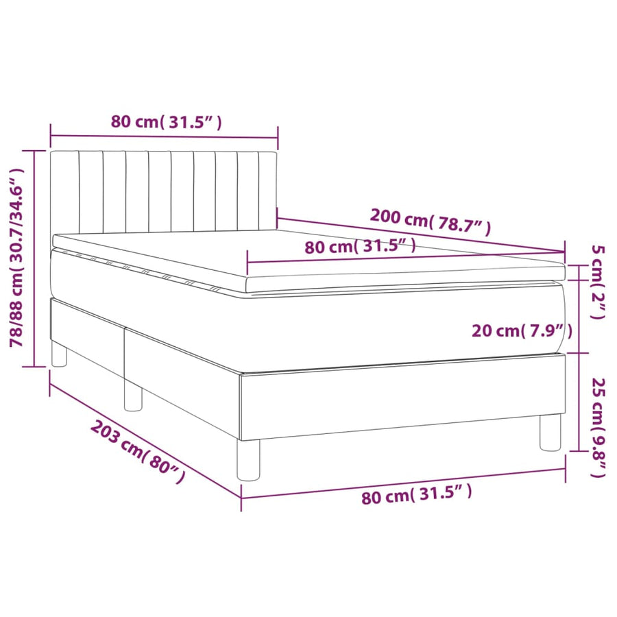 Boxspring met matras en LED fluweel zwart 80x200 cm 80 x 200 cm Zwart