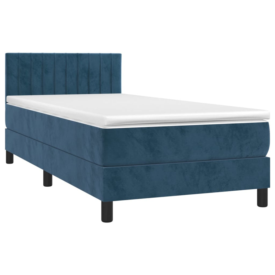 Boxspring met matras en LED fluweel donkerblauw 80x200 cm 80 x 200 cm Donkerblauw