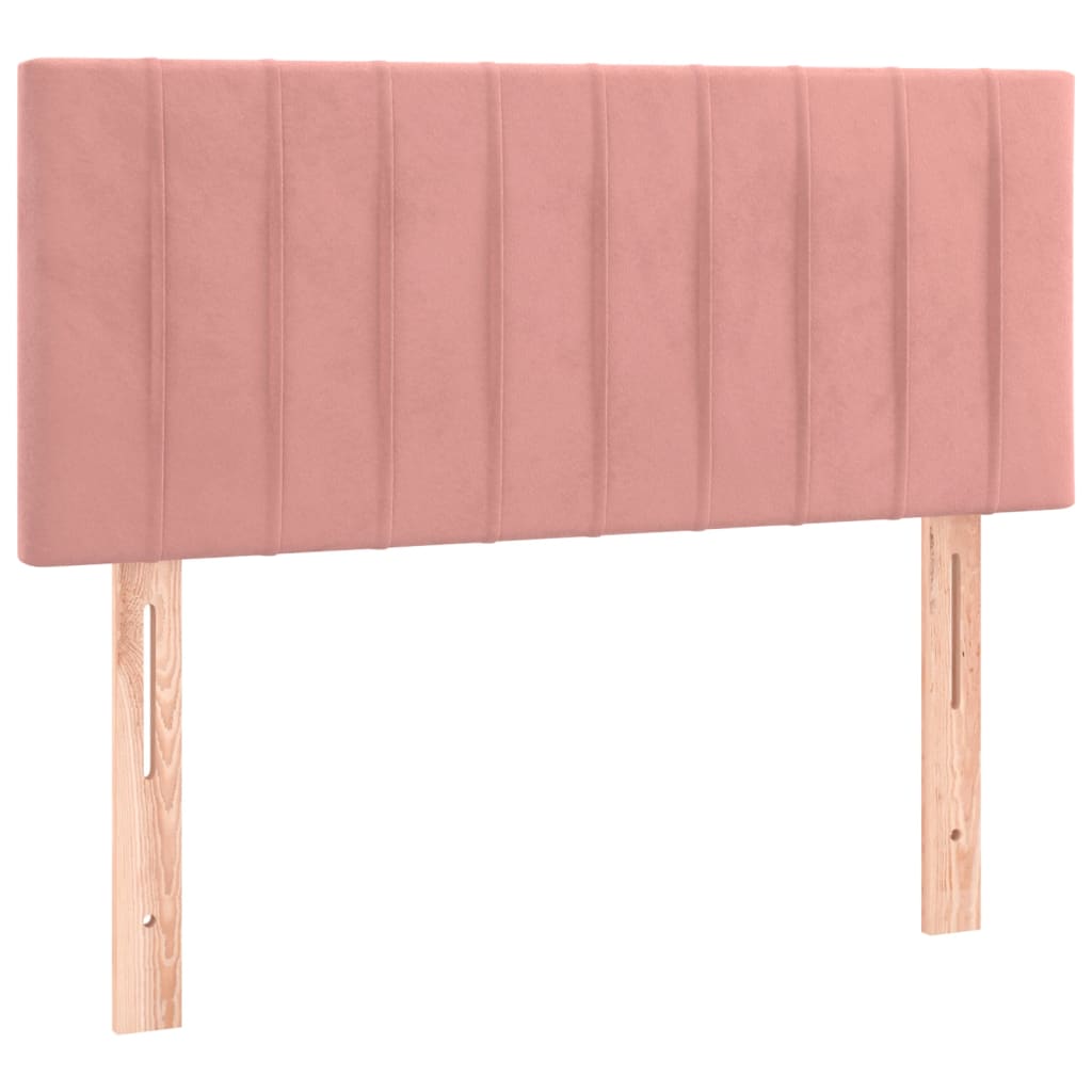 Boxspring Met Matras En Led Fluweel Roze 80 x 200 cm Verticale strepen